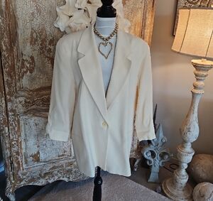 Talbots Cream Single-Button Blazer Jacket
